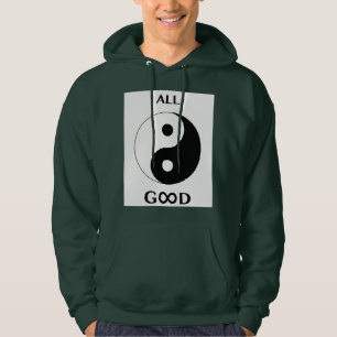 All Good, black & white, yin & yang, radiant heart Hoodie