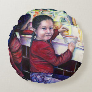 All Good little Girls get Ice Cream, Mexico Round Cushion