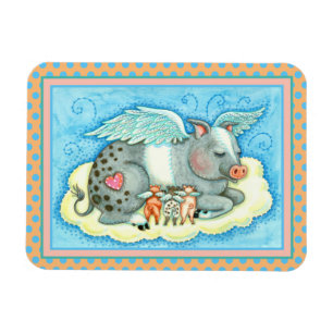 ALL GOOD PIGLETS GO TO HEAVEN, CUTE PIG ANGELS MAGNET