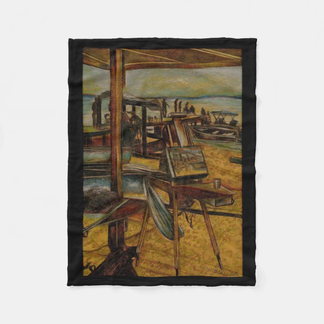 All Great Painting starts with one Brush Stroke Fleece Blanket (Front)