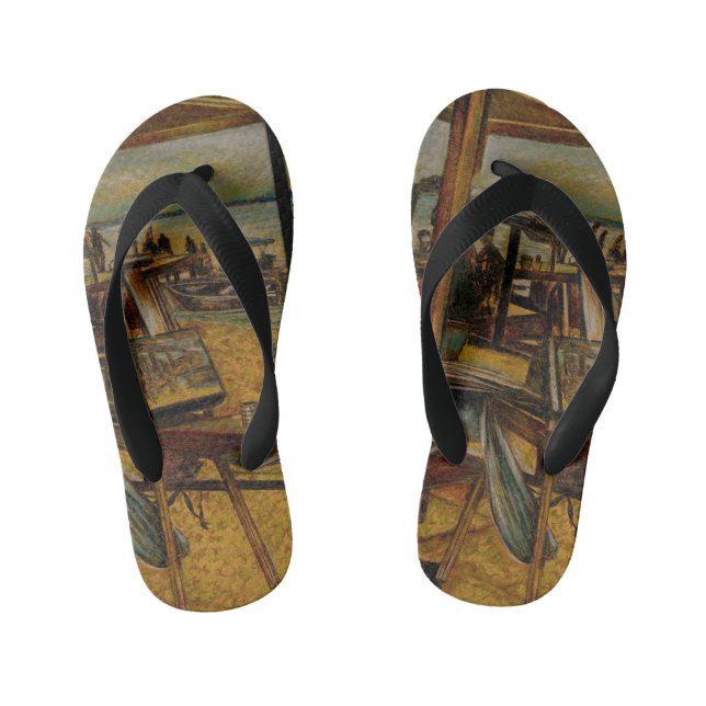 All Great Paintings Start with One Brush Stoke Kid's Flip Flops (Footbed)