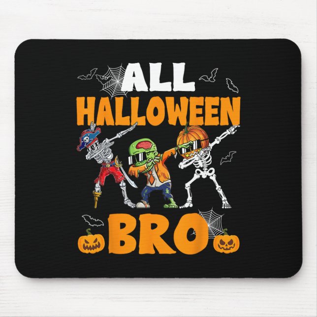 All Halloween Bro Dabbing Skeleton Jack O Lantern  Mouse Mat (Front)