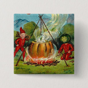 All Halloween Greetings Flying Witch 15 Cm Square Badge