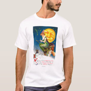 All Halloween Witch on a Broom by Full Moon T-Shirt
