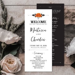 All Hallows Eve Halloween Rose Wedding Ceremony Programme