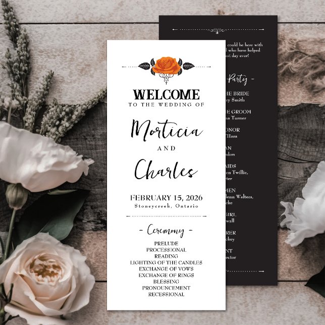 All Hallows Eve Halloween Rose Wedding Ceremony Programme (Creator Uploaded)