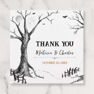 All Hallows Eve Halloween Tree Square Favor Tags