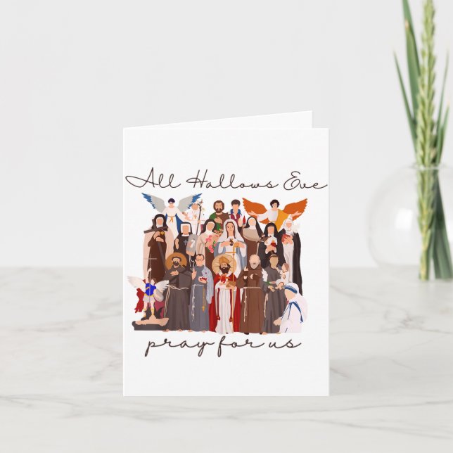 All Hallows Eve Pray For Us Halloween Catholic Sai Card (Front)