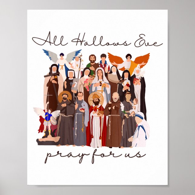 All Hallows Eve Pray For Us Halloween Catholic Sai Poster (Front)