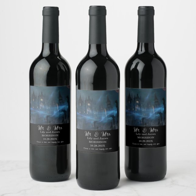 All Hallows Eve Wedding Wine Label (Bottles)