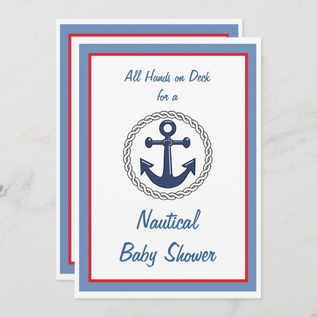 All Hands Nautical Baby Shower Invitations (Front/Back)