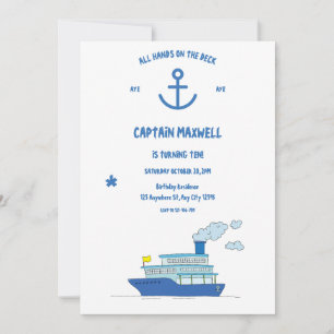 All Hands On The Deck Birthday Invitation