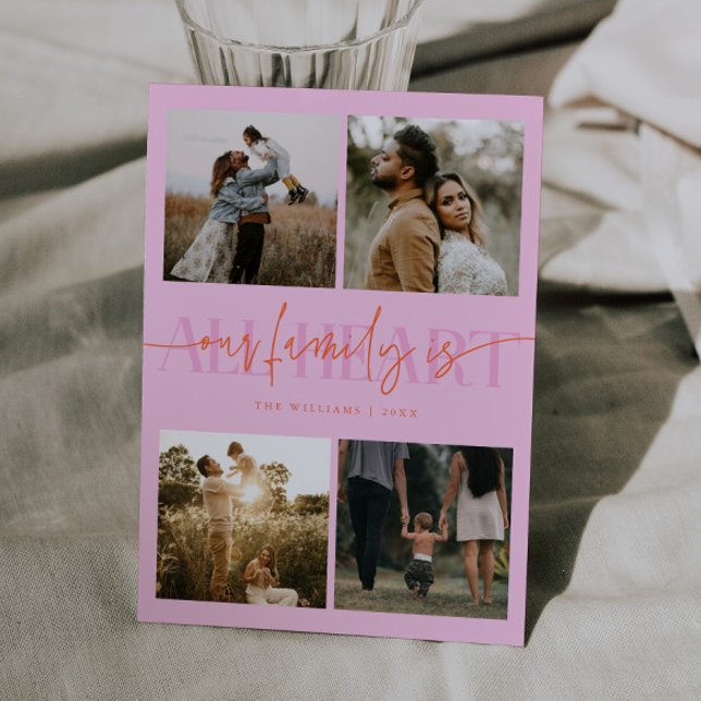 All Heart Orange Pink Multi Photo Valentines Day  Holiday Card (Creator Uploaded)