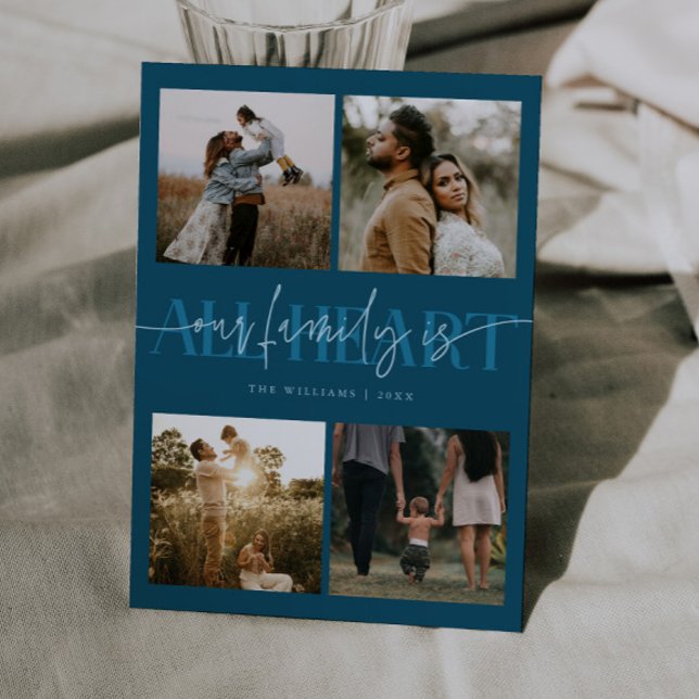 All Heart Teal Multi Photo Valentines Day  Holiday Card (Creator Uploaded)