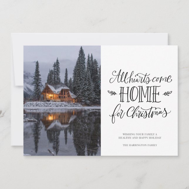 All Hearts Come Home For Christmas Quote Holiday Card (Front)