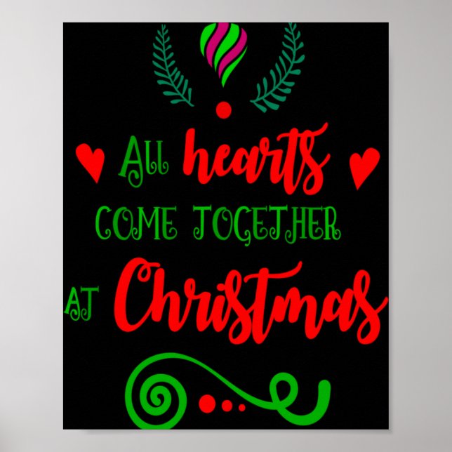 All Hearts Come Together At Christmas Holiday Kids Poster (Front)