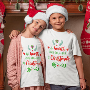 All Hearts Come Together At Christmas Holiday Kids T-Shirt