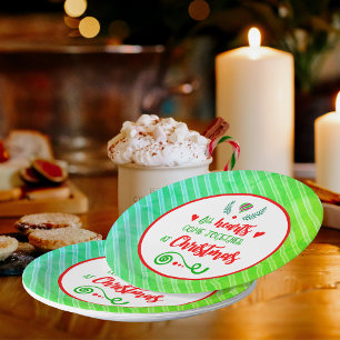 All Hearts Come Together At Christmas Holiday Paper Plate