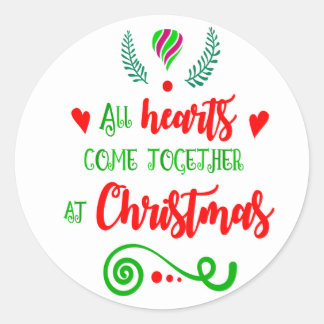 All Hearts Come Together At Christmas Holiday, ZSG Classic Round Sticker