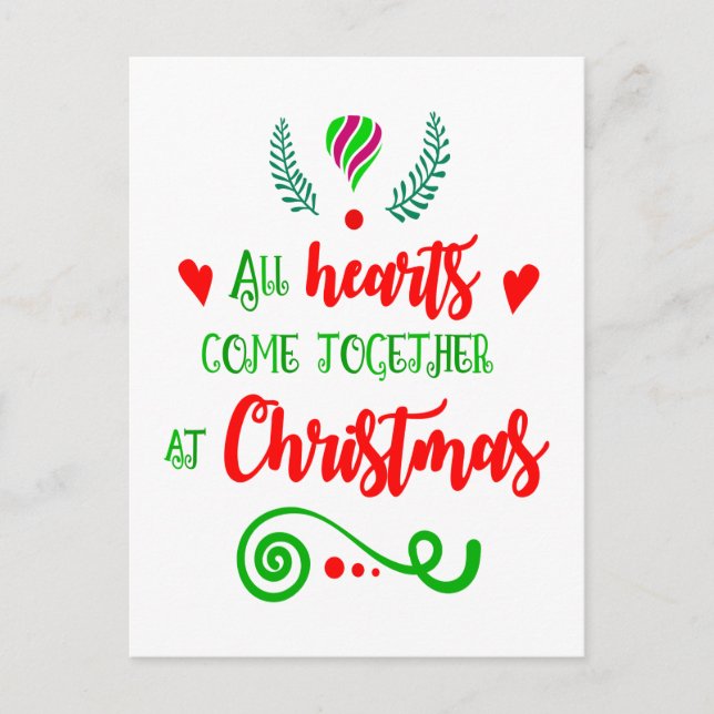 All Hearts Come Together At Christmas Holiday, ZSG Holiday Postcard (Front)