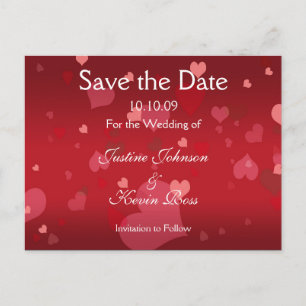 All hearts love love love save the date postcard