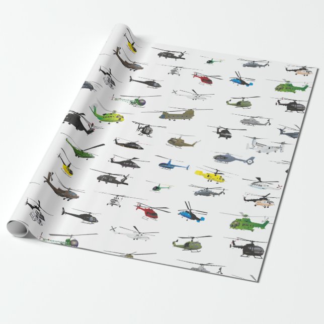 All Helicopters Wrapping Paper (Unrolled)