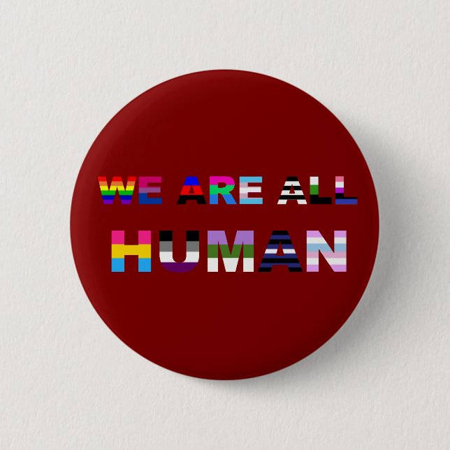 All Human Red 6 Cm Round Badge (Front)