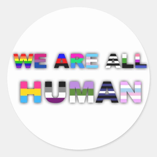 All Human White Classic Round Sticker (Front)
