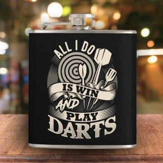 All I Do is Win and Play Darts Flask 6 oz.