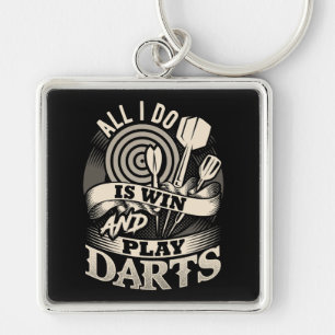 All I Do is Win and Play Darts Premium Key Ring