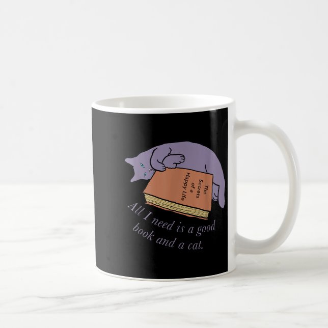 All I Need Is a Good Book and a Cat Coffee Mug (Right)