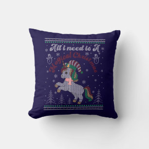 All I Need Is A Magical Christmas, Unicorn Christm Cushion