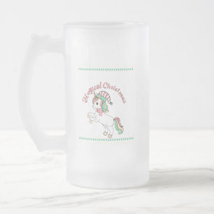 All I Need Is A Magical Christmas, Unicorn Christm Frosted Glass Beer Mug