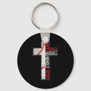 All I Need Is Baseball & Jesus Christian Cross Fai Key Ring