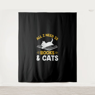 All I Need Is Books And Cats  Tapestry