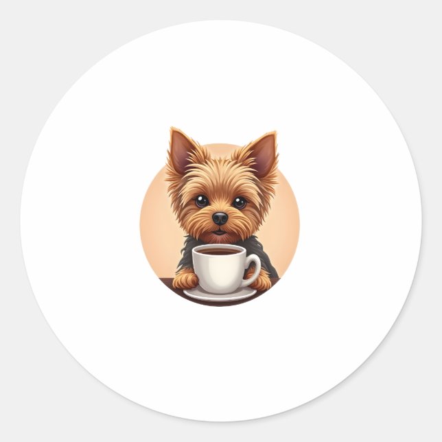 All I Need is Coffee and My Yorkie Classic Round Sticker (Front)