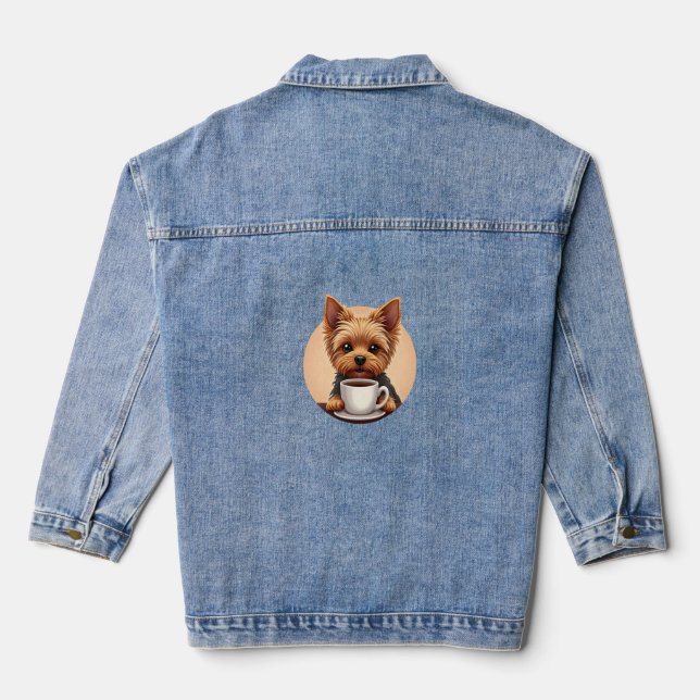 All I Need is Coffee and My Yorkie Denim Jacket (Back)