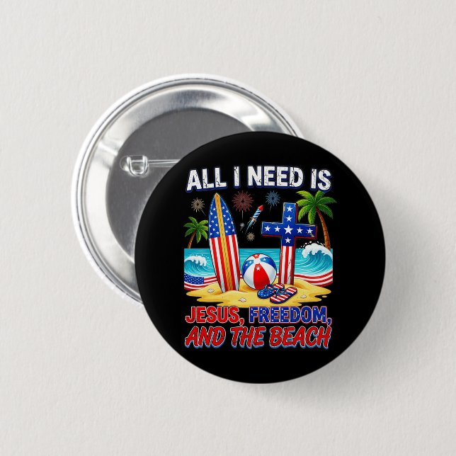 ALL I NEED IS JESUS 6 CM ROUND BADGE (Front & Back)