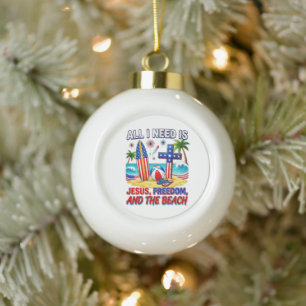 ALL I NEED IS JESUS CERAMIC BALL CHRISTMAS ORNAMENT
