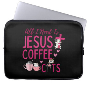 All I Need Is Jesus, Coffee, and Cats Christian Fu Laptop Sleeve