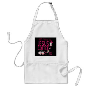All I Need Is Jesus, Coffee, and Cats Christian Fu Standard Apron
