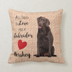 All I need is Love and a Labrador - Chocolate Lab Cushion