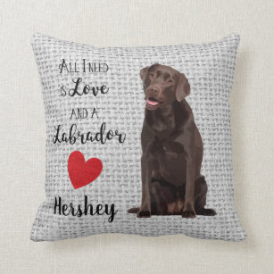 All I need is Love and a Labrador - Chocolate Lab Cushion