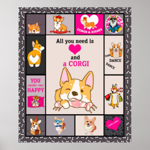All I Need Is Love And Corgi Poster