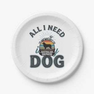 All I Need Is My Dog Vintage Engraving Dog Lover D Paper Plate