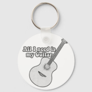 All i need is my guitar. vintage black and white key ring
