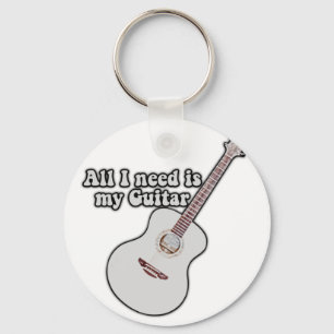 All i need is my guitar. vintage positive quote key ring