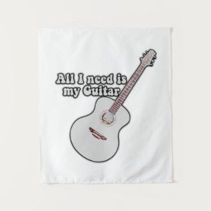 All i need is my guitar. vintage positive quote tapestry