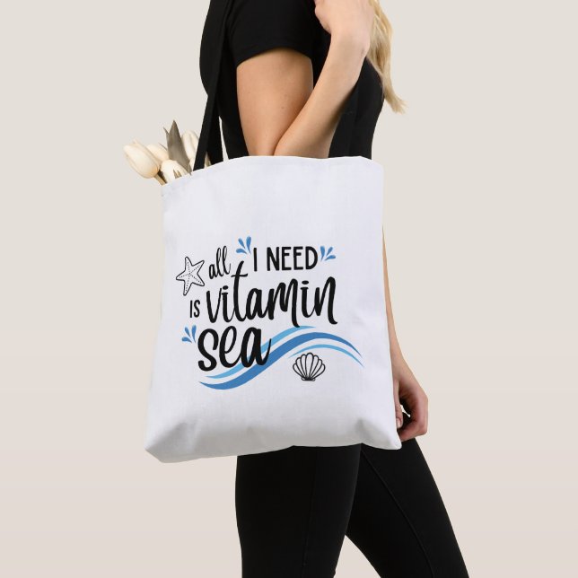 All I Need Is Vitamin Sea Nautical Cruise Tote Bag (Close Up)