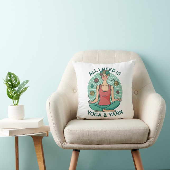 All I need is Yoga and Yarne Phrase Cushion (Chair)